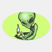 Alien At The Local Bar Oval Stickers