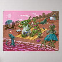 alien beach vacation print