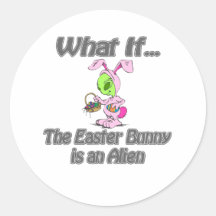 alien bunny round stickers