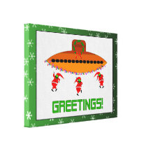 Alien Christmas Stretched Canvas Prints