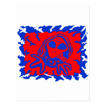 alien face post card