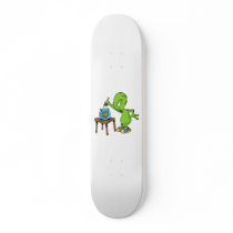 Alien feeding goldfish skate board deck