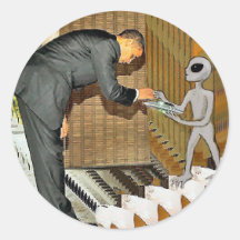 Alien Gift to Obama Round Stickers