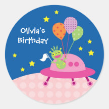 Alien Girl Birthday Sticker