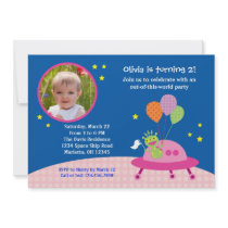Alien Girl Photo Birthday Party Invitation