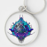 Alien Head Evil Species # 44 - blue and purple Key Chains