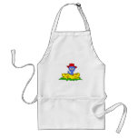 Alien in kiddie pool with hat on aprons