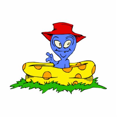 Alien in kiddie pool with hat on acrylic cut out by alien_nation