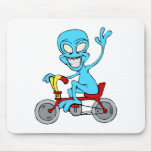 alien on tiny bicycle mouse pad