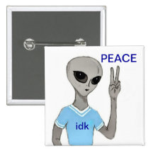 Alien Peace Sign - Button