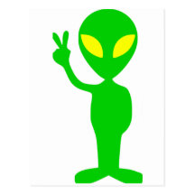Alien Peace Sign Post Cards