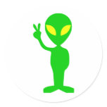Alien Peace Sign Sticker