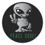 Alien-Peace Round Sticker