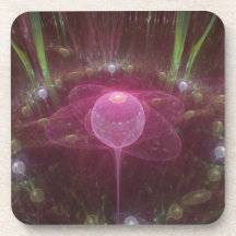 Alien pink ball beverage coasters