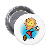 Alien Playing Baseball Button