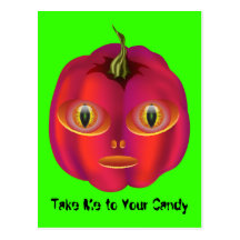 Alien Pumpkin Halloween Postcards
