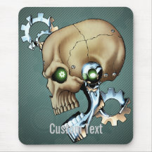 Alien Robot Skull from the Future in Chrome + Bone Mousepad