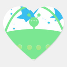 Alien Space Ship Heart Stickers