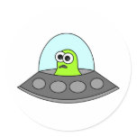 Alien Spaceship Round Stickers