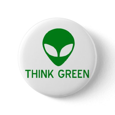Alien Think Green Button by alternateworlds