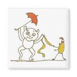 Alien with Umbrella Refrigerator Magnet