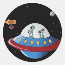 Aliens Earth or Bust! Round Sticker