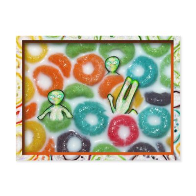 aLiEnS FROLICKING IN THE FRUIT LOOPS! Postcards by BitsOfWhimsy