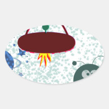 Aliens in Space Oval Sticker