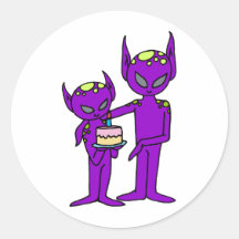 aliens say happy birthday sticker