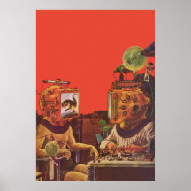 Aliens vintages de la science-fiction avec les cas posters