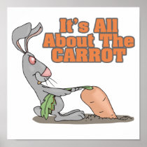all about the carrot funny bunny rabbit cartoon posters