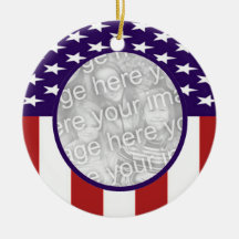 All-American Stars and Stripes Custom Photo Christmas Ornament