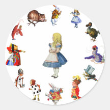 ALL AROUND ALICE IN WONDERLAND ROUND STICKERS