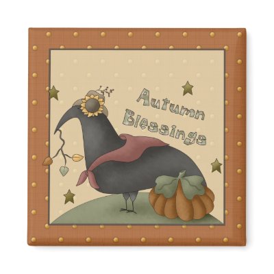 All dem Blessings · Crow & Pumpkin Fridge Magnets by CSCountry
