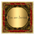 All Gold Black Red retro Party Invitation