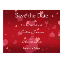 All hearts love love love save the date postcard