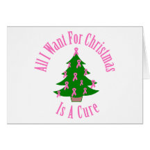 All I Want For Christmas Is A Cure (Pink Ribbon) Greeting Card