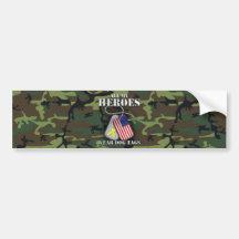 All My Heroes Wear Dog Tags - Camo Bumper Sticker