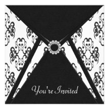 All Occasion Black Damask Party Invites
