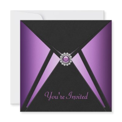 All Occasion Black Purple Party Invitations by decembermorning