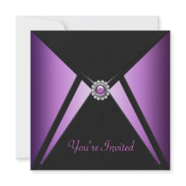 All Occasion Black Purple Party Invitations