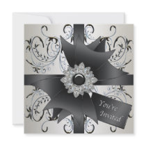 All Occasion Ivory Blue Black Swirls Party