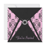 All Occasion Pink Black Damask Invitation Template