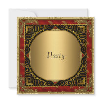 All Parties Gold Black Red retro Invitation