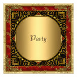 All Parties Gold Black Red retro Invitation