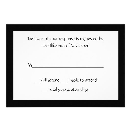 All Purpose Elegant Black and White Response Card Personalized Announcement