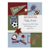 All Sports Baby Shower Template Post Cards