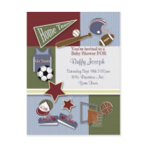 All Sports Baby Shower Template Post Cards