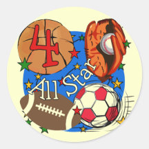 All Star 4th Birthday Tshirts and Gifts Stickers