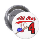All Star Baseball 4th Birthday Buttons